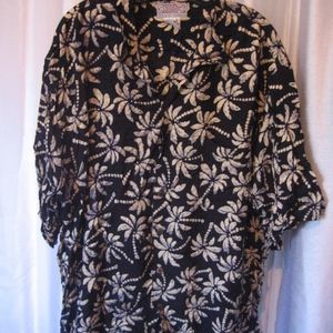 Back East Navy Hawaiian Button Down Shirt Sz XXL